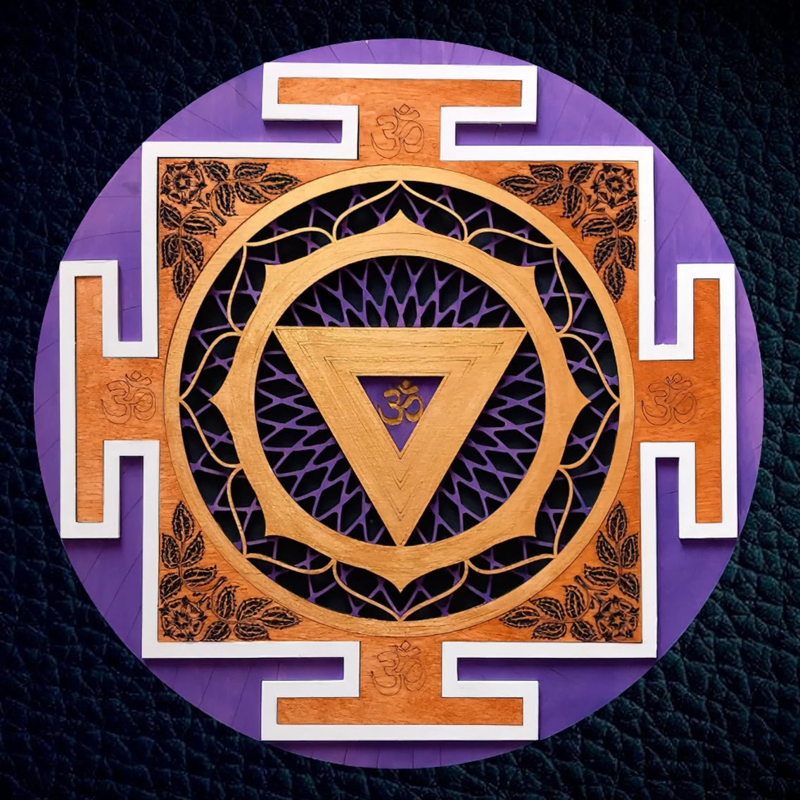 Kali Yantra Circle Wooden Wall Decor (40 cm)