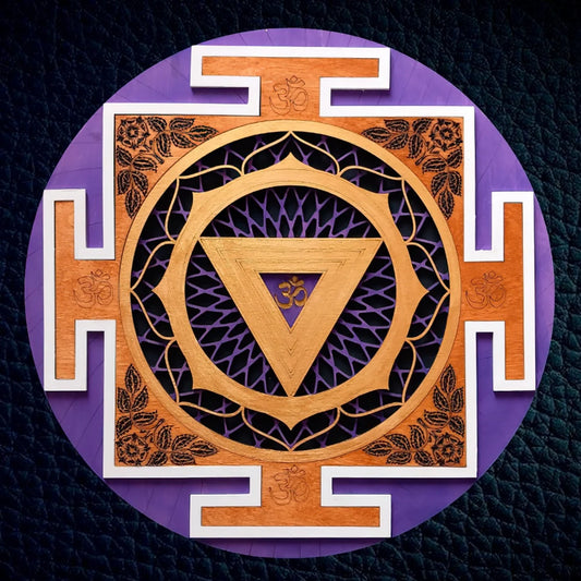 Kali Yantra Circle Wooden Wall Decor (40 cm)