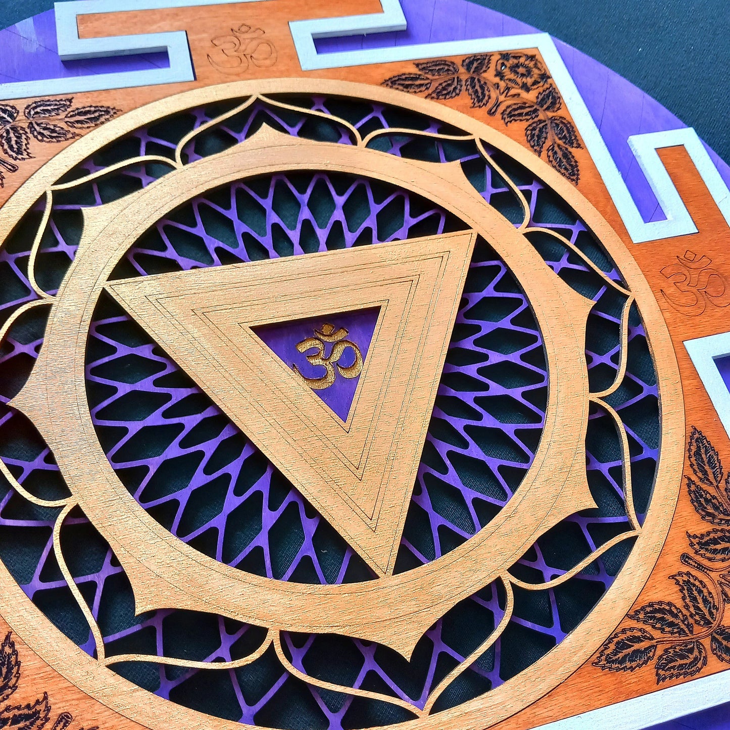 Kali Yantra Circle Wooden Wall Decor (40 cm)