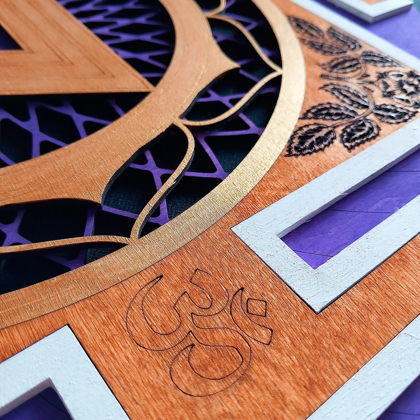 Kali Yantra Circle Wooden Wall Decor (40 cm)