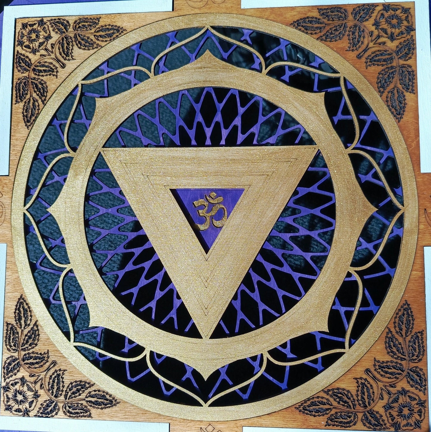 Kali Yantra Circle Wooden Wall Decor (40 cm)